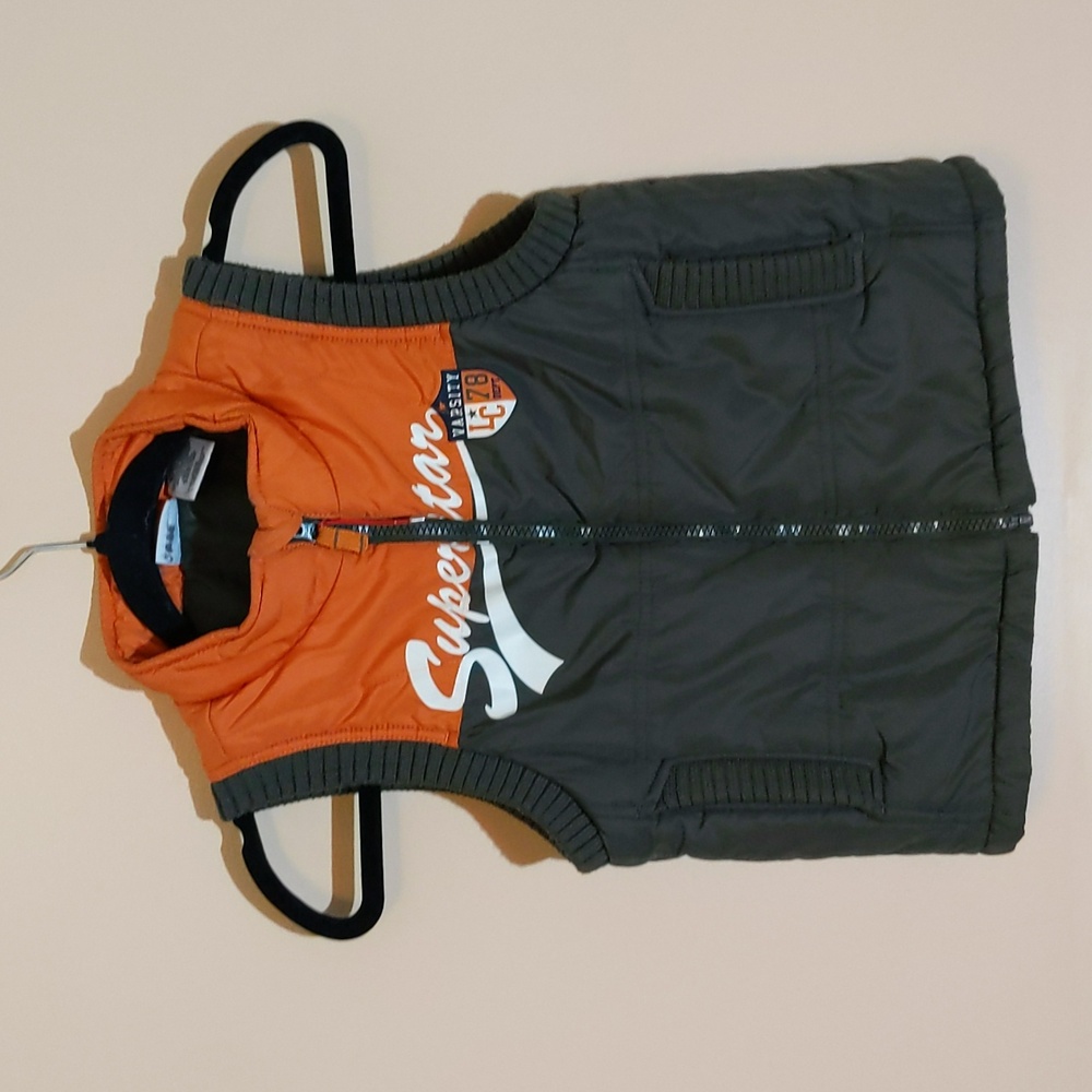Athletic Works| Green Puffer Vest with Orange Top and Pockets